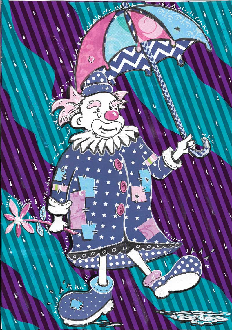 flo kanban illustration jeunesse clown collage