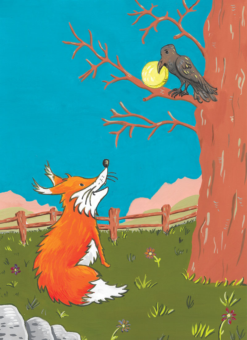 flo kanban illustration jeunesse le corbeau et le renard les fables de Lafontaine