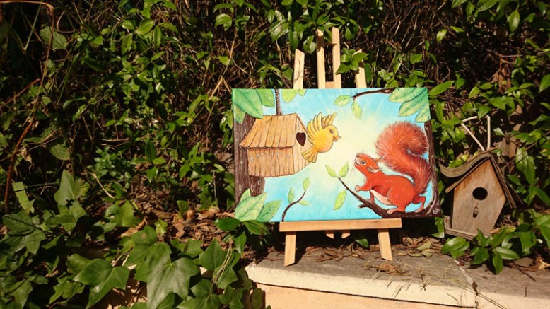 flo kanban illustration jeunesse cadeau naissance tableau enfant écureuil oiseau animaux