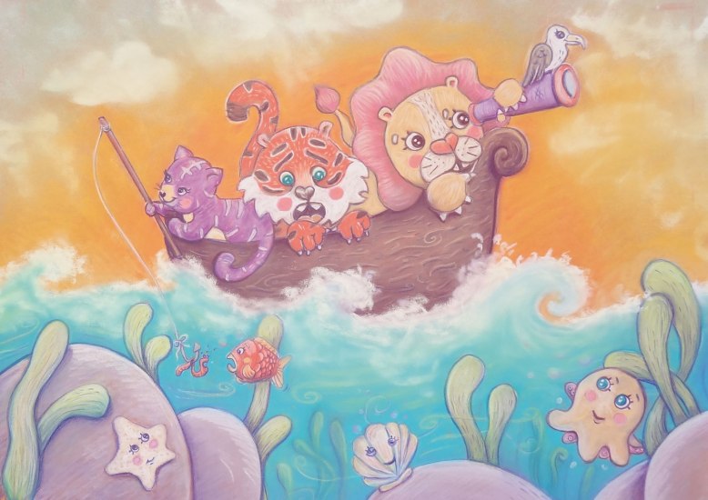 flo kanban illustration jeunesse Voyage bateau félins