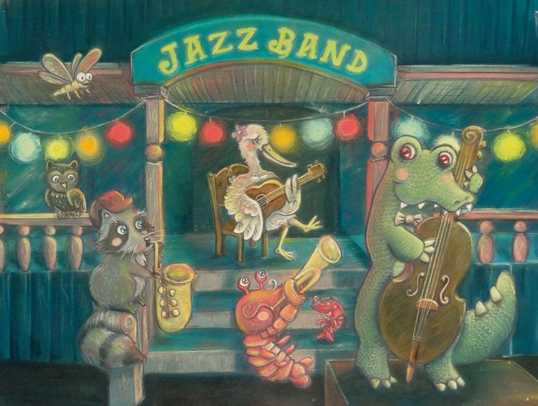 flo kanban illustration jeunesse Jazz band musique animeaux